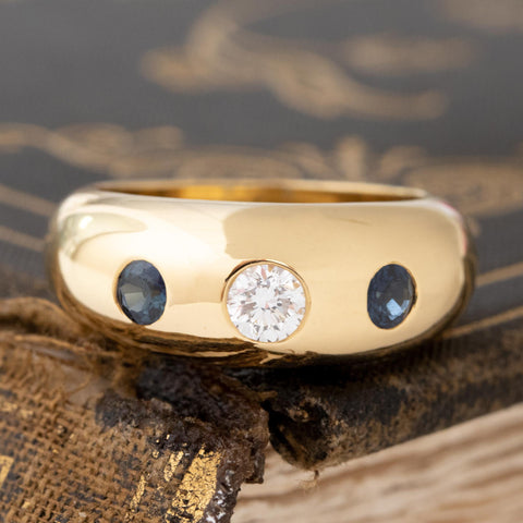 .46ctw Vintage Diamond & Sapphire Trilogy Dome Band by Cartier