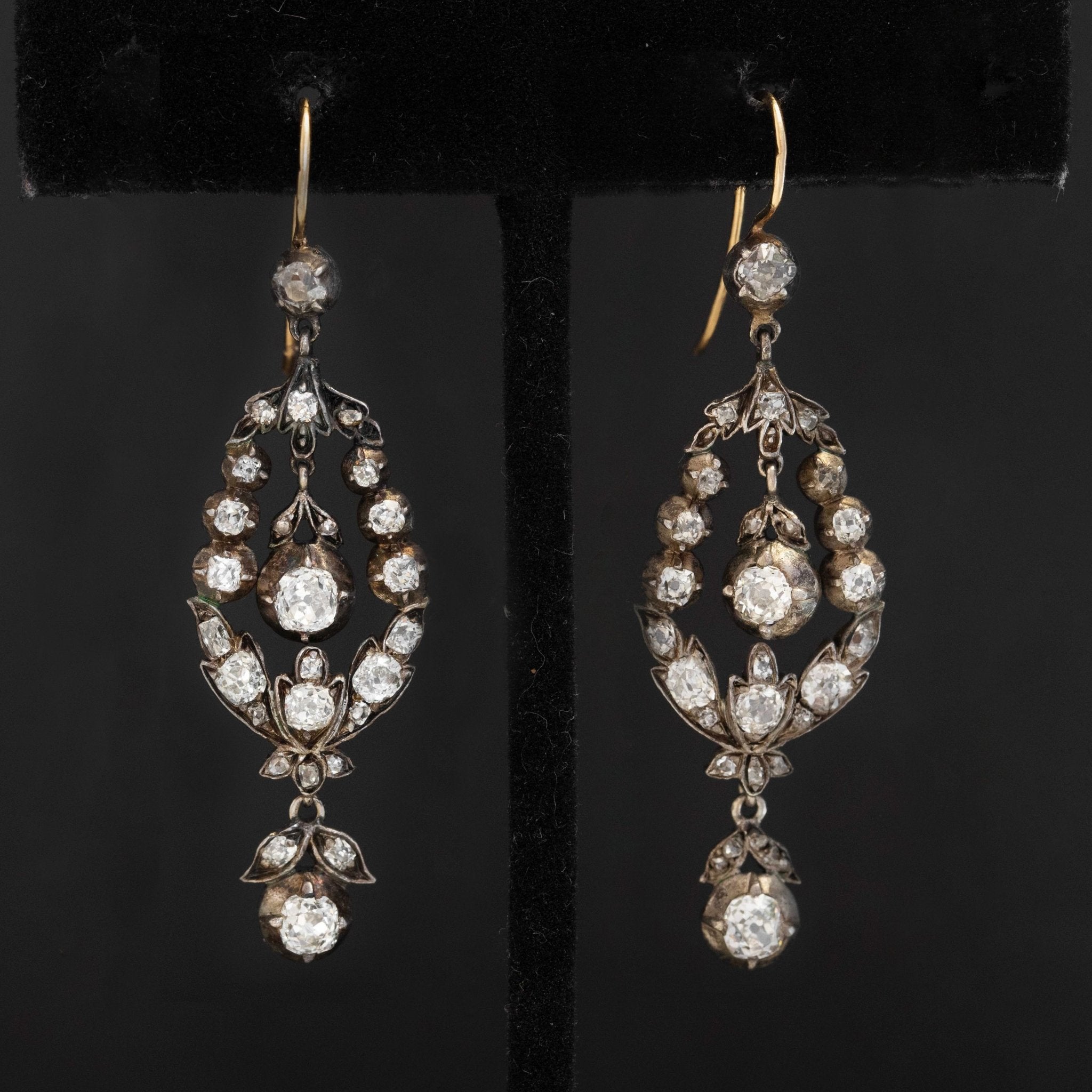 4.73ctw Victorian Old Mine Diamond Drop Earrings