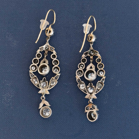 4.73ctw Victorian Old Mine Diamond Drop Earrings