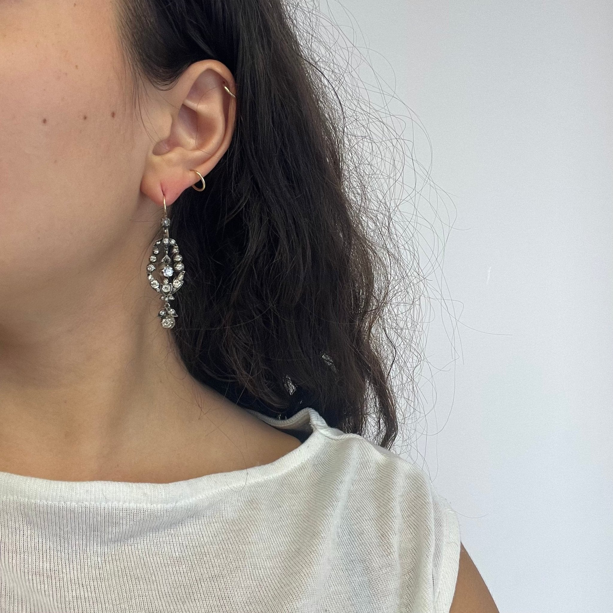 4.73ctw Victorian Old Mine Diamond Drop Earrings