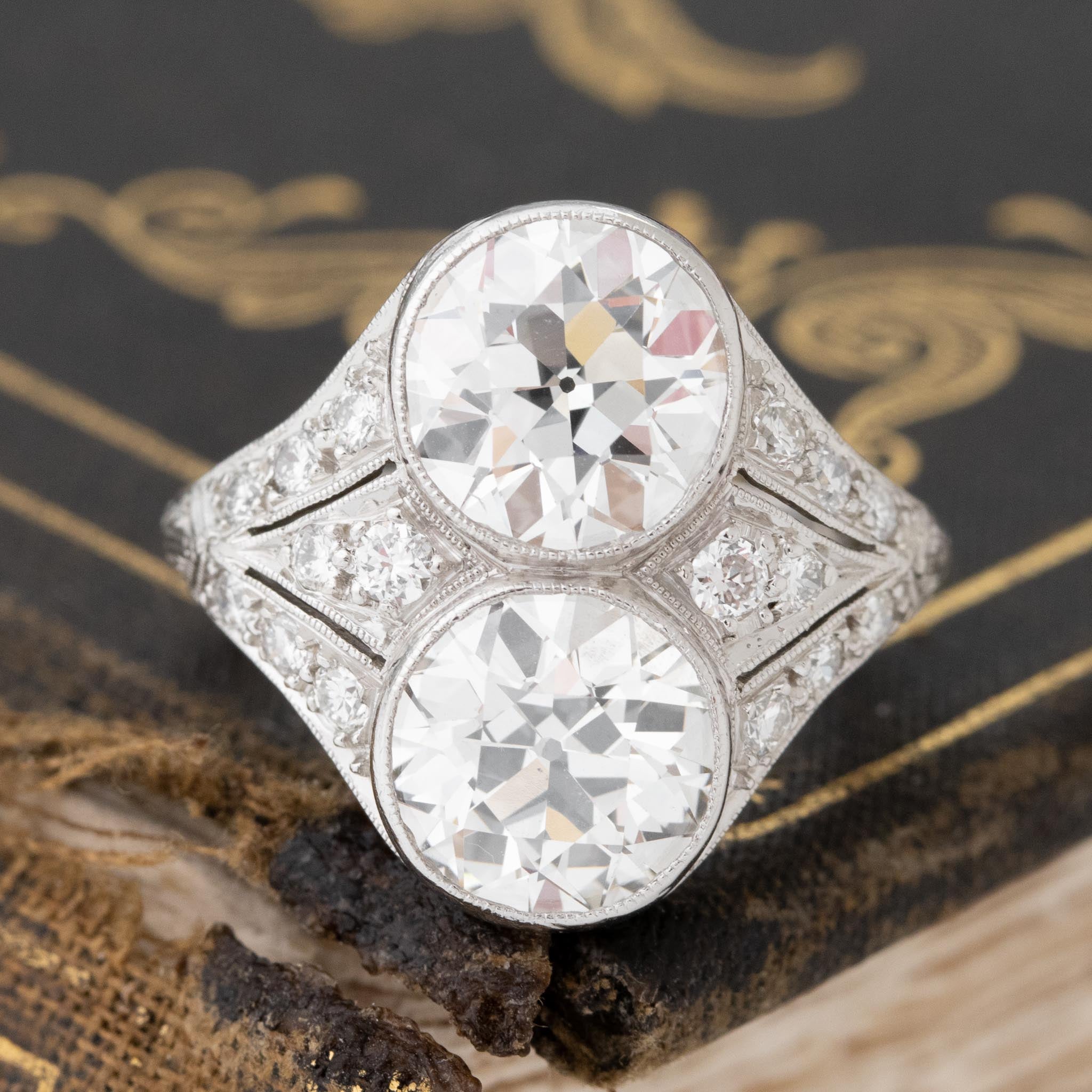 4.77ctw Old European Cut Diamond Toi et Moi Ring