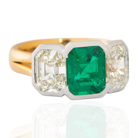 4.77ctw Emerald Cut Diamond Trilogy Ring, GIA