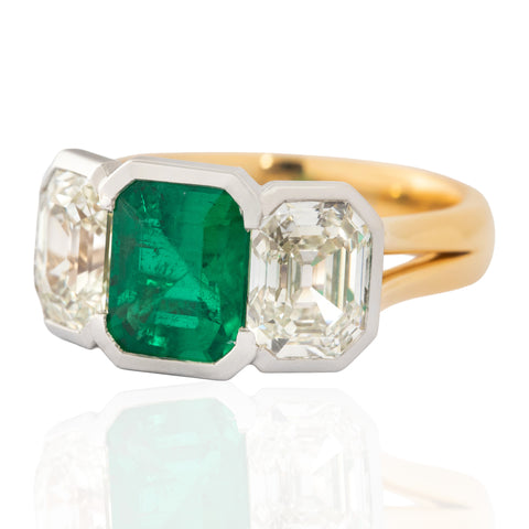 4.77ctw Emerald Cut Diamond Trilogy Ring, GIA