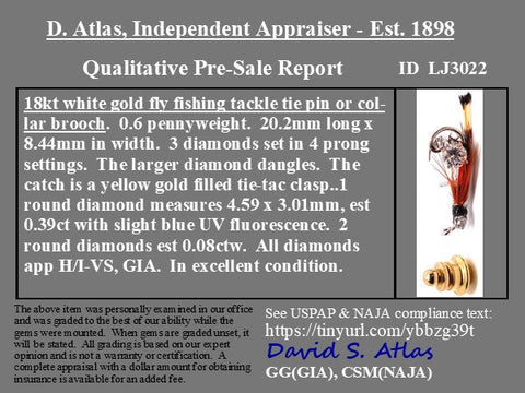 .47ctw Vintage Diamond Fishing Lure Pin