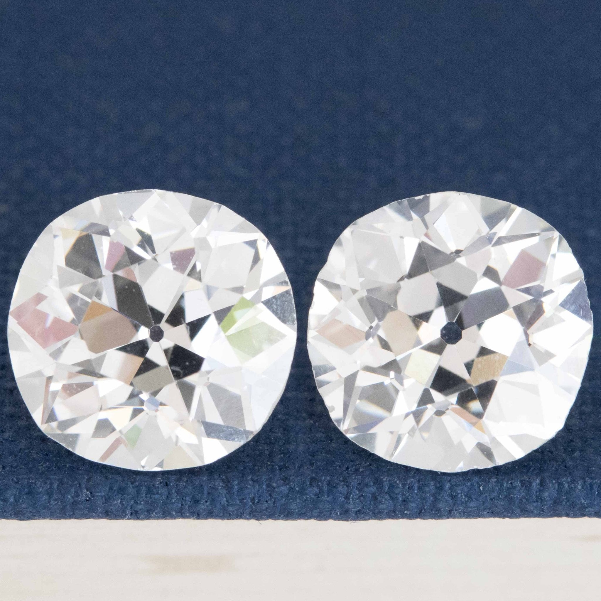 4.80ctw Antique Old Mine Cut Diamond Pair, GIA H/I VVS2/VS2