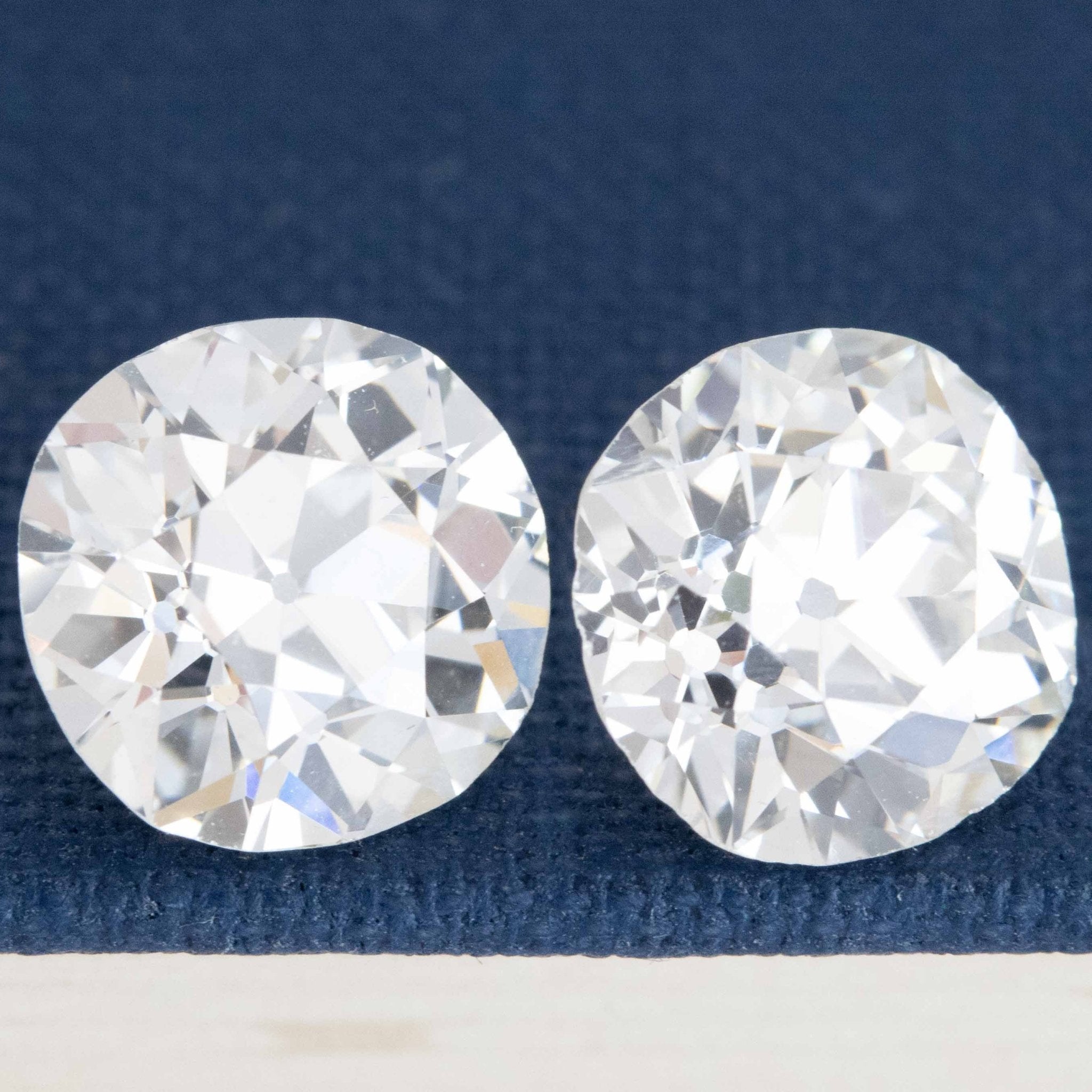 4.80ctw Antique Old Mine Cut Diamond Pair, GIA H/I VVS2/VS2