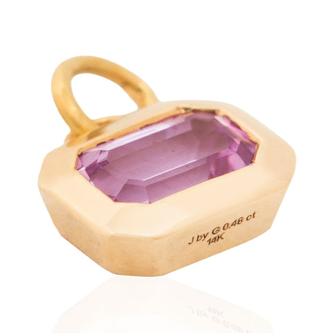 .48ct Emerald Cut PInk Sapphire Bezel Charm