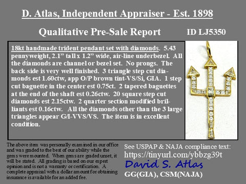 4.92ctw Vintage Diamond Trident Pendant