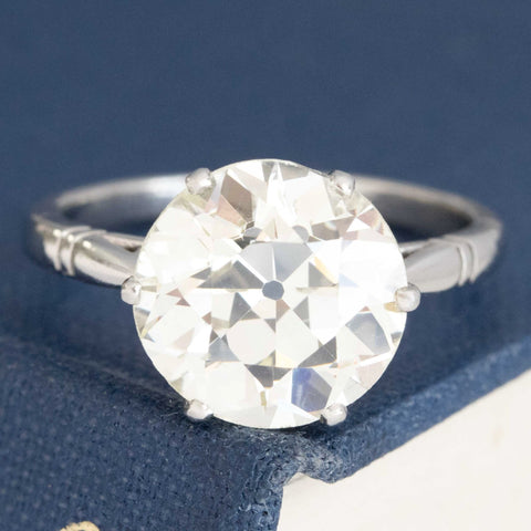 4.93ct Antique Old European Cut Diamond solitaire ring in platinum, GIA N VS2.