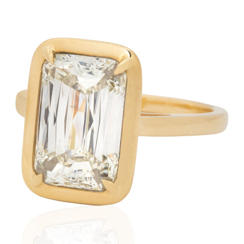 5.01ct GIA criss cut diamond bezel solitaire ring in 18K yellow gold – alternate view 4