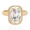 5.02ct GIA elongated cushion cut diamond collet solitaire ring in 18K yellow gold