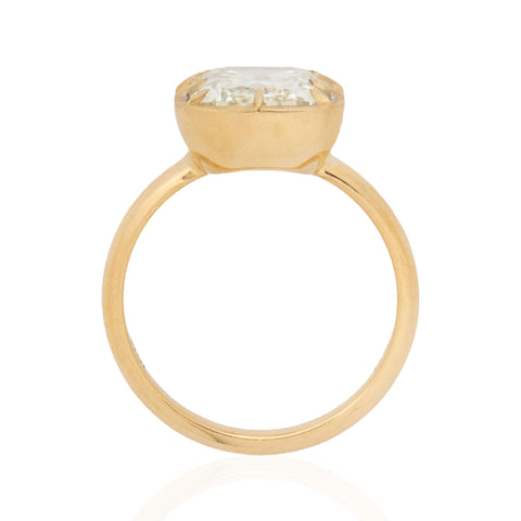 5.02ct GIA elongated cushion cut diamond collet solitaire ring in 18K yellow gold – alternate view 5