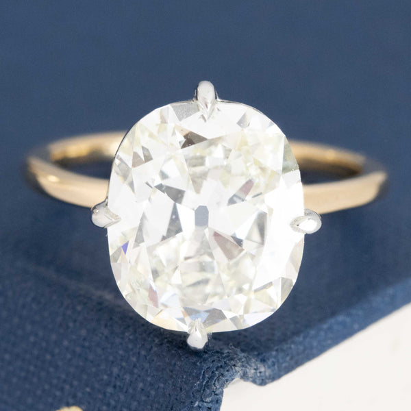 5.07ct Elongated Old Mine Cut Diamond Solitaire, GIA