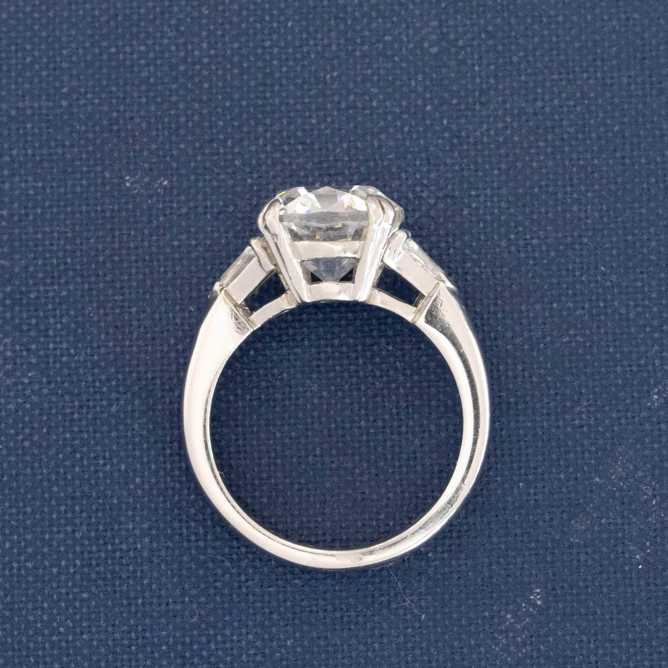 5.13ct Old Mine Cut Diamond Trilogy Ring, GIA H