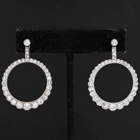 3.05ctw Edwardian Old European Cut Diamond Earrings