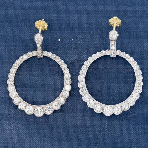 3.05ctw Edwardian Old European Cut Diamond Earrings
