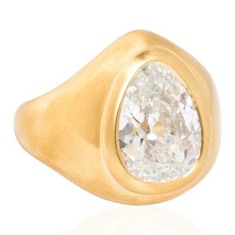 5.01ct Pear Cut Diamond Bezel Solitaire, GIA