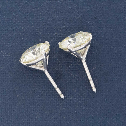5.01ctw Old European Cut Diamond Stud Earrings, GIA