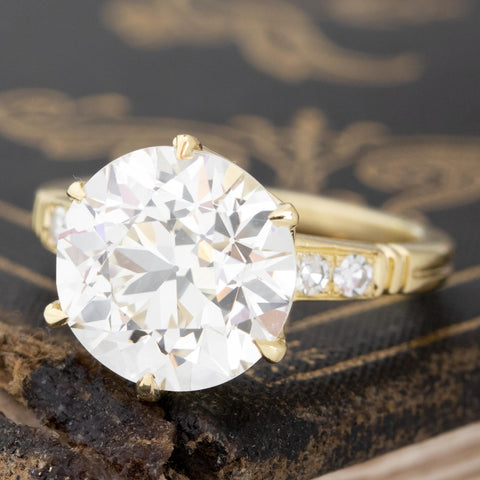 GIA certified N VS2 transitional cut diamond solitaire, vintage faceting.