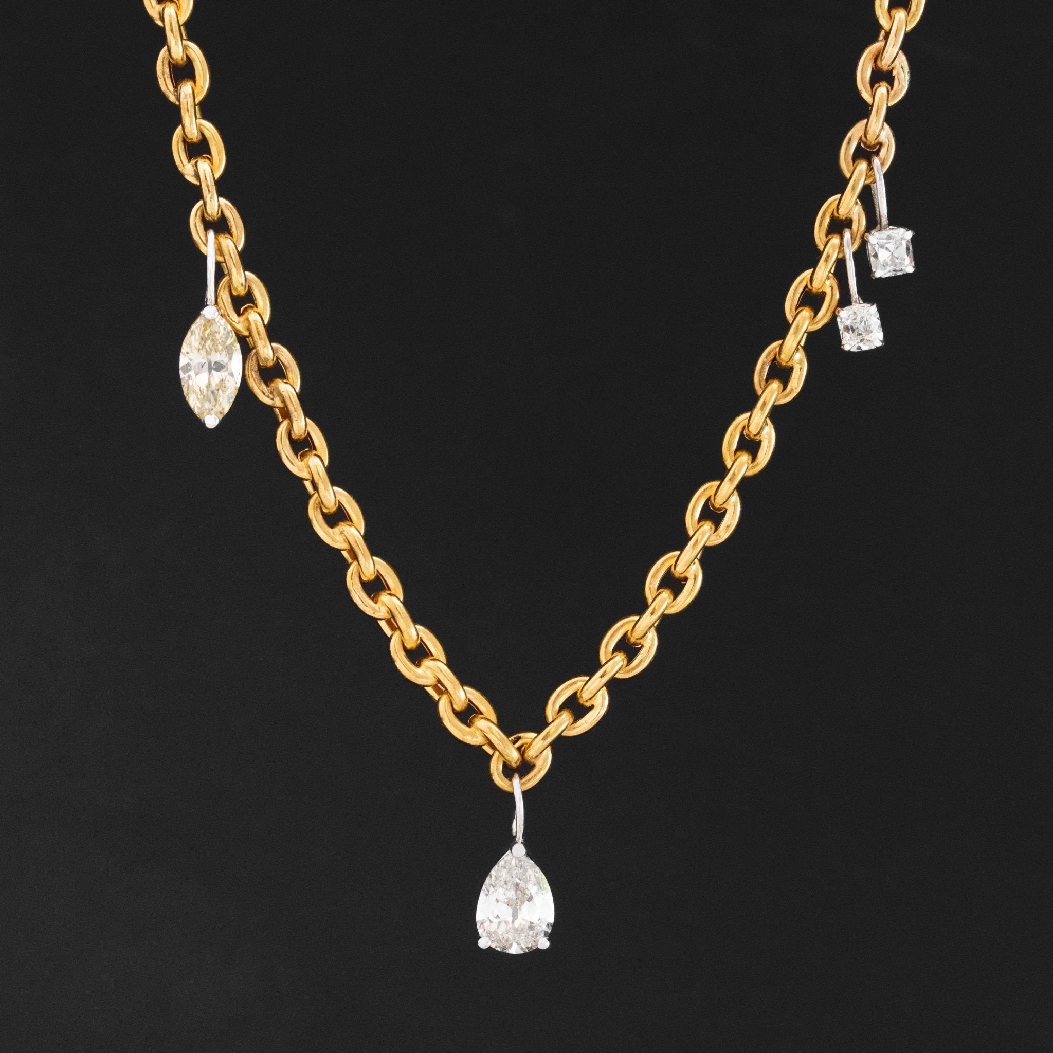 5.08ctw Mixed Antique Vintage Diamond Disarray Station Necklace