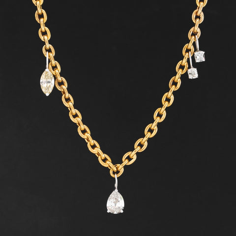 5.08ctw Mixed Antique Vintage Diamond Disarray Station Necklace