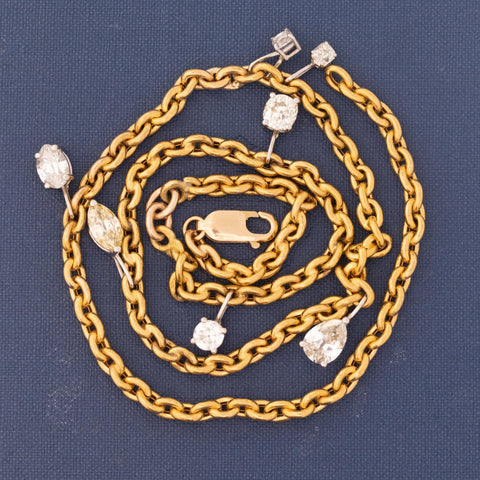 5.08ctw Mixed Antique Vintage Diamond Disarray Station Necklace