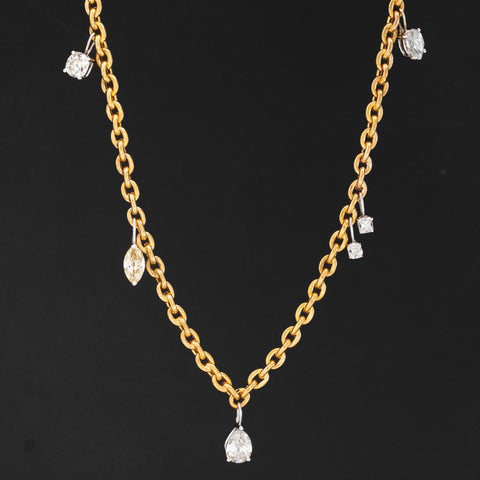 5.08ctw Mixed Antique Vintage Diamond Disarray Station Necklace