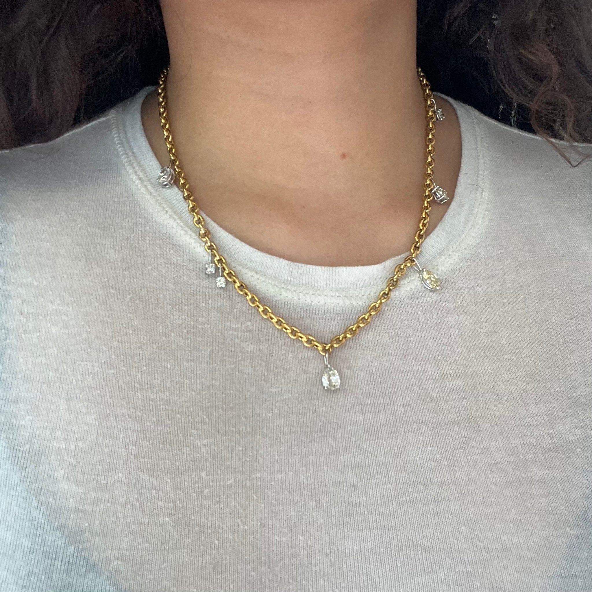 5.08ctw Mixed Antique Vintage Diamond Disarray Station Necklace