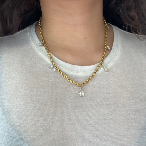 5.08ctw Mixed Antique Vintage Diamond Disarray Station Necklace