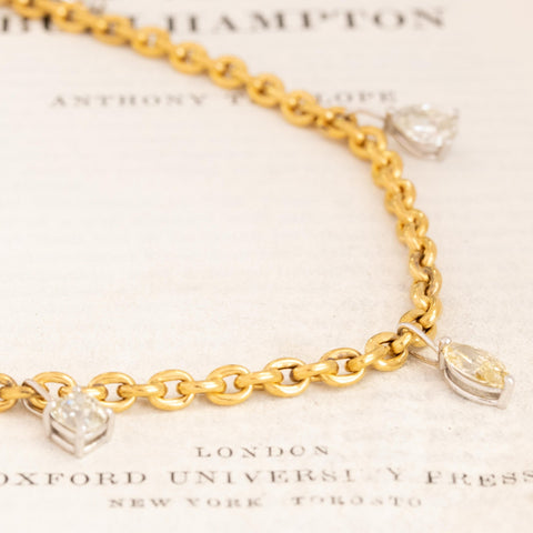 5.08ctw Mixed Antique Vintage Diamond Disarray Station Necklace