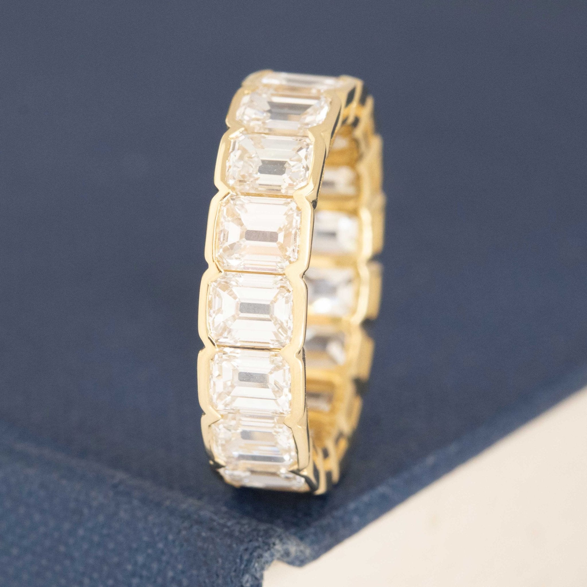 5.18ctw Emerald Cut Diamond Half-Bezel Eternity Band