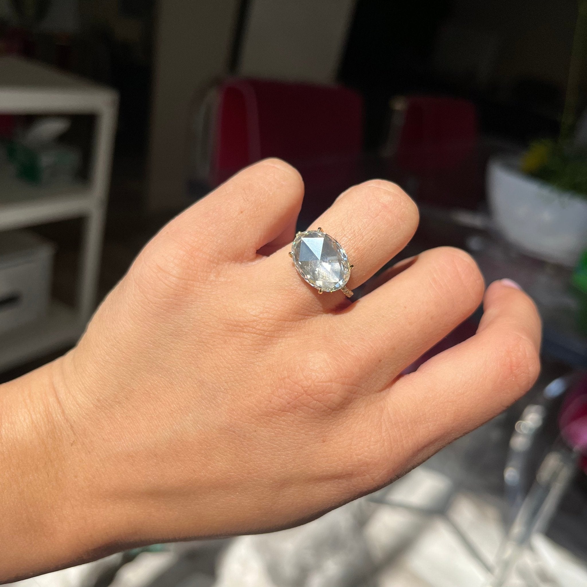 5.24ct Oval Rose Cut Diamond Solitaire, by Fred Leighton