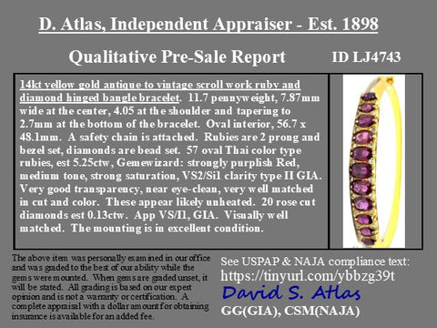5.25ctw Antique Ruby & Diamond Bangle
