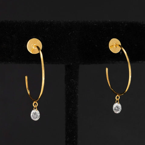 .52ctw Briolette Cut Diamond Hoop Earrings