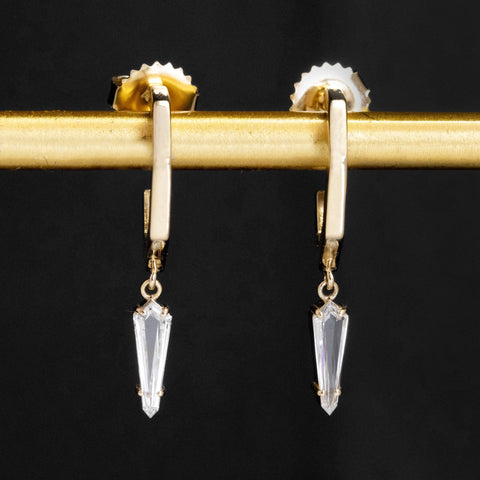 .52ctw Diamond Trapezoid Geometric Hoop Earrings
