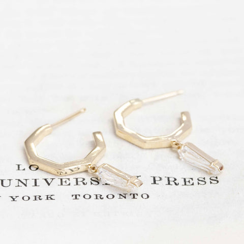 .52ctw Diamond Trapezoid Geometric Hoop Earrings