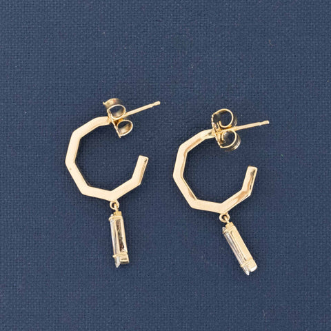 .52ctw Diamond Trapezoid Geometric Hoop Earrings