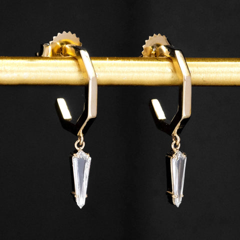 .52ctw Diamond Trapezoid Geometric Hoop Earrings