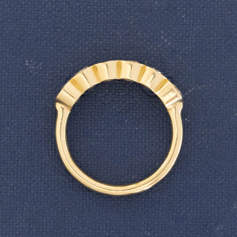 Side view of .52ctw Old European Cut Diamond 6-Stone Bezel Band, natural Earth-mined Old European Cut Diamonds in yellow gold.