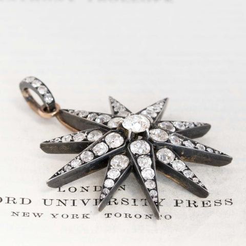 5.34ctw Antique Victorian Diamond Star Convertible Hair Pin/Pendant, French