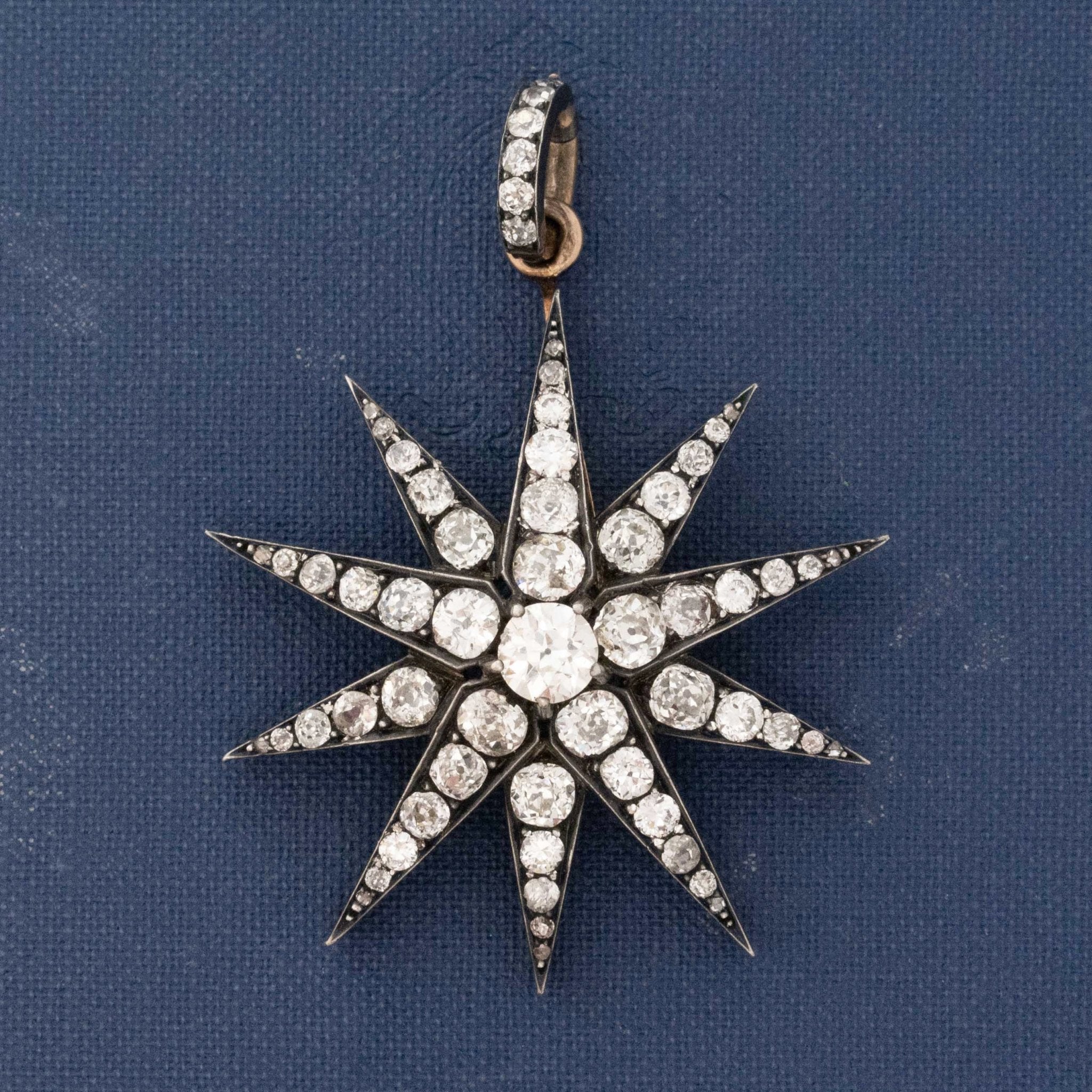 5.34ctw Antique Victorian Diamond Star Convertible Hair Pin/Pendant, French