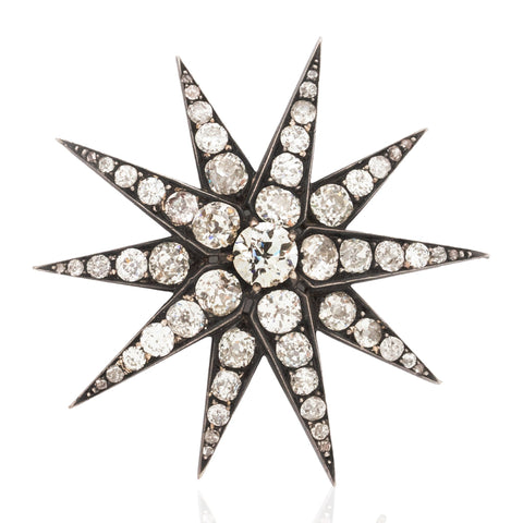 4.93ctw Antique Victorian Diamond Star Convertible Hair Pin/Pendant, French