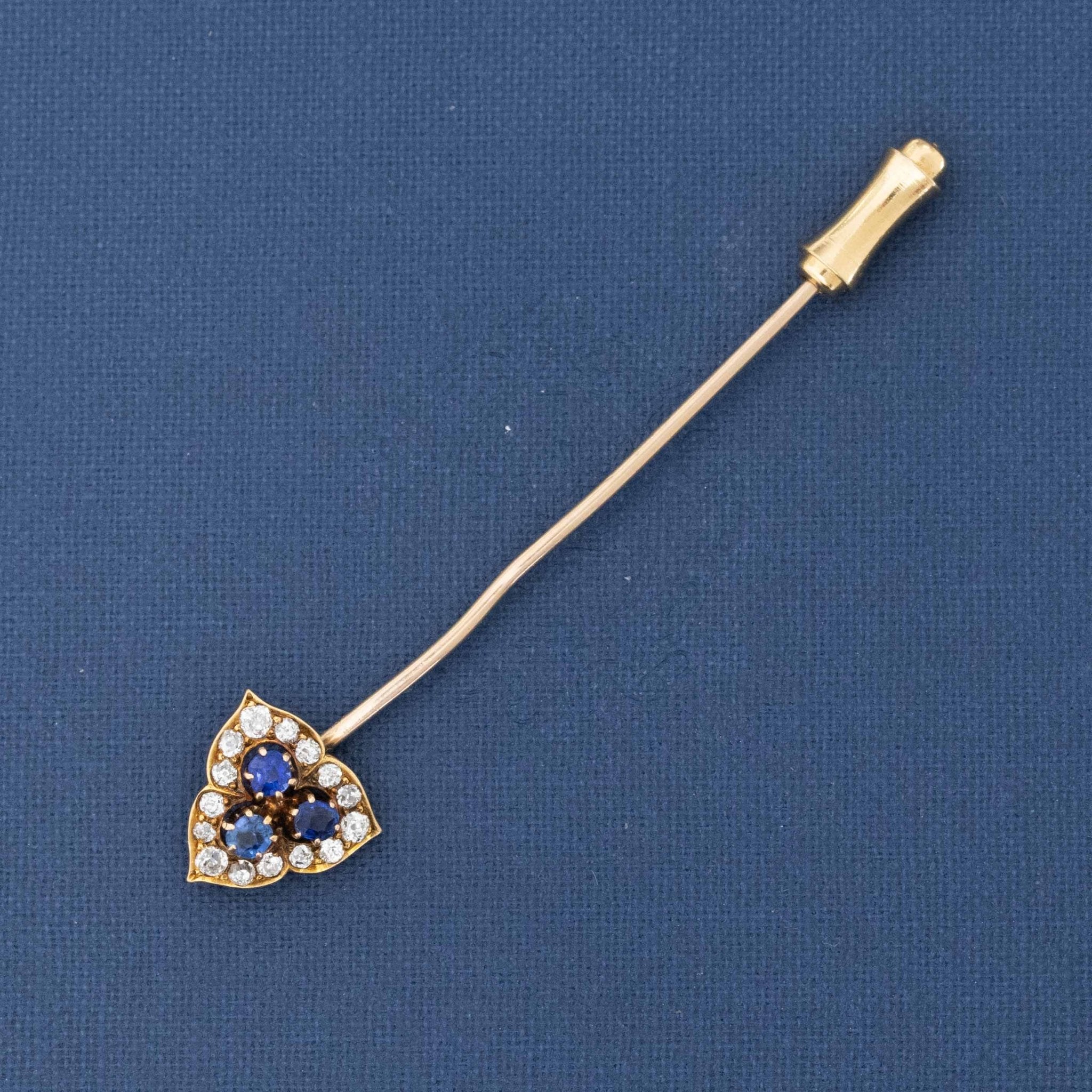 .53ctw Antique Diamond & Sapphire Trefoil Stick Pin, by Tiffany & Co.