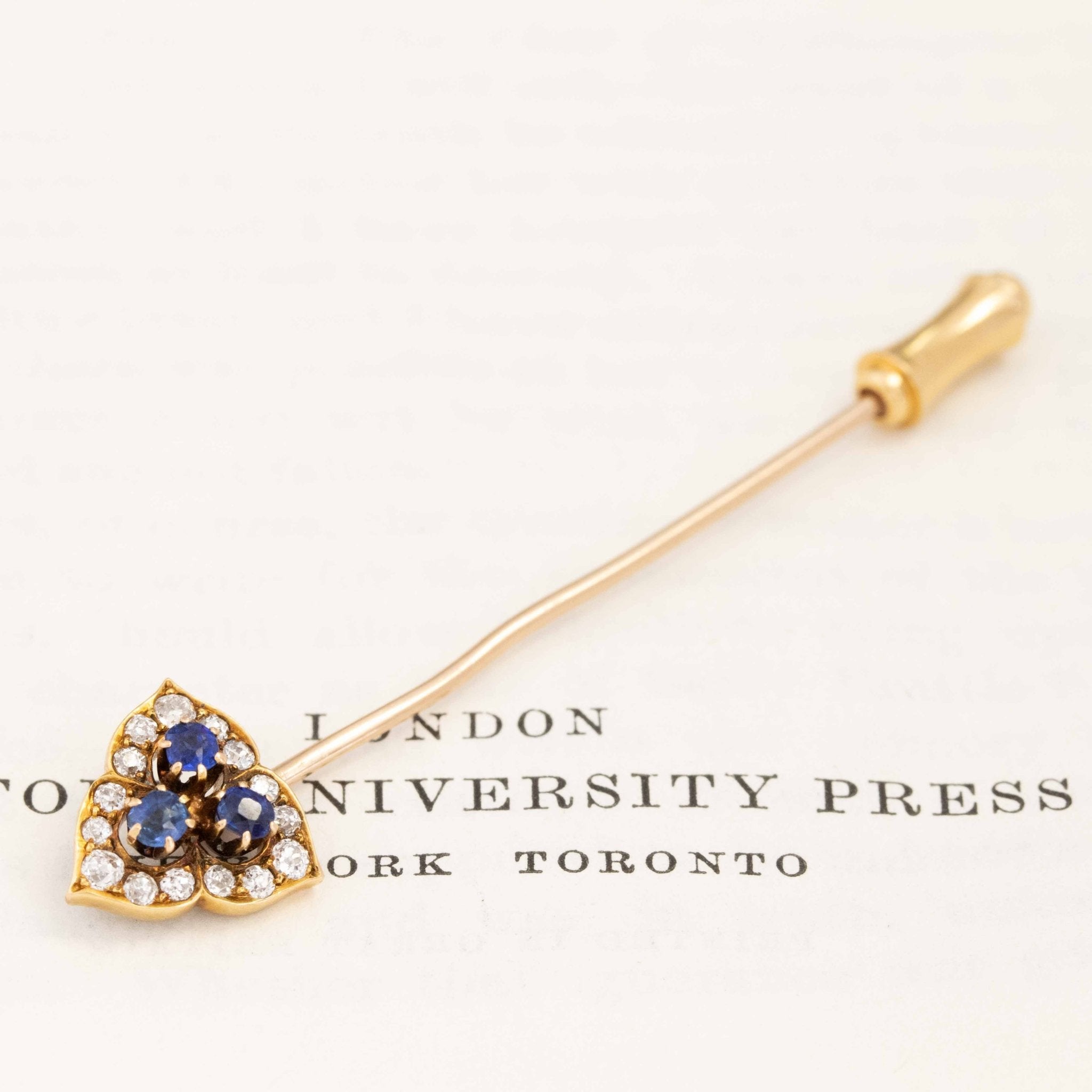 .53ctw Antique Diamond & Sapphire Trefoil Stick Pin by Tiffany & Co.