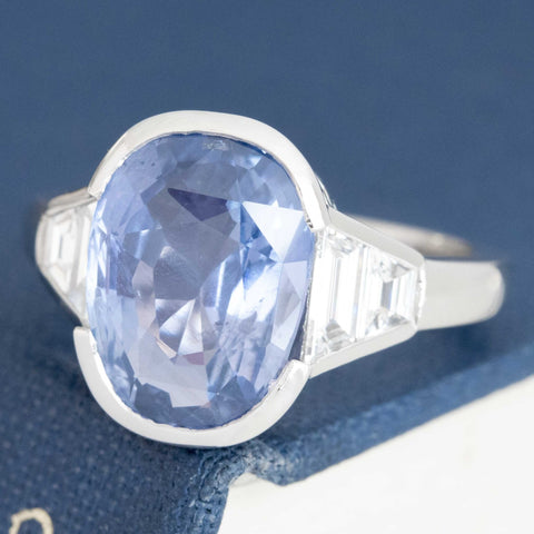 5.42ctw Ceylon No-Heat Sapphire & Diamond Ring