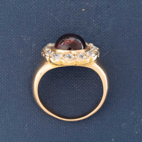 5.42ctw Vintage Garnet & Old Mine Cut Diamond Cluster Ring