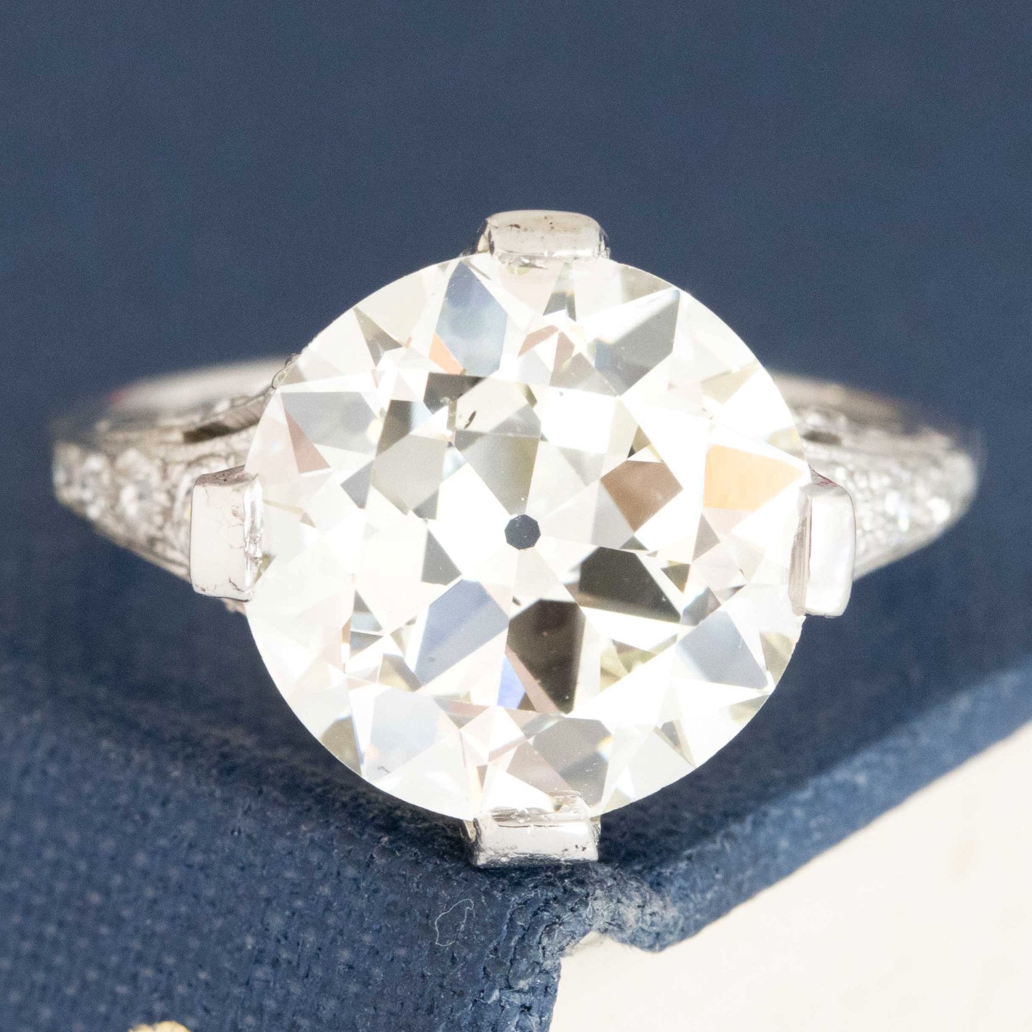 5.46ct Edwardian-era Transitional Cut Diamond Ring, GIA