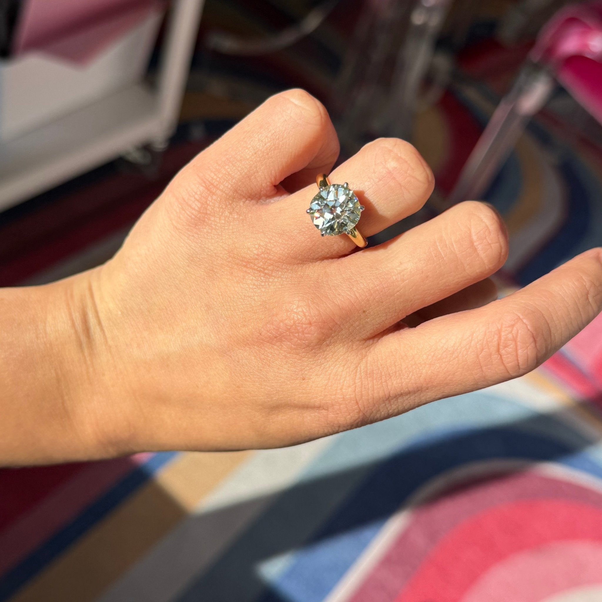 5.46ct Old Mine Cut Diamond Solitaire, GIA Q-R VS2