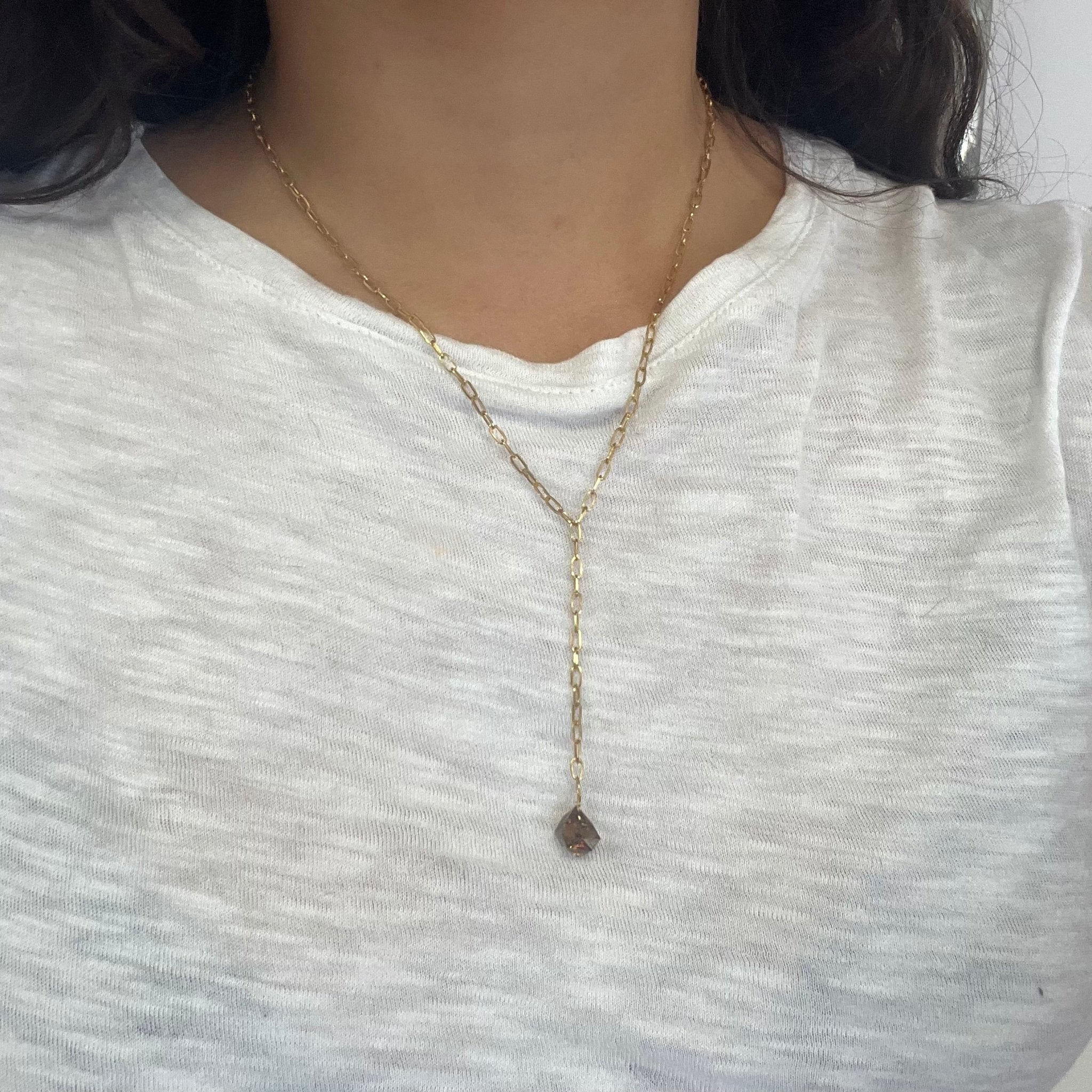 6ct (est) Octahedron Diamond Drop Lariat