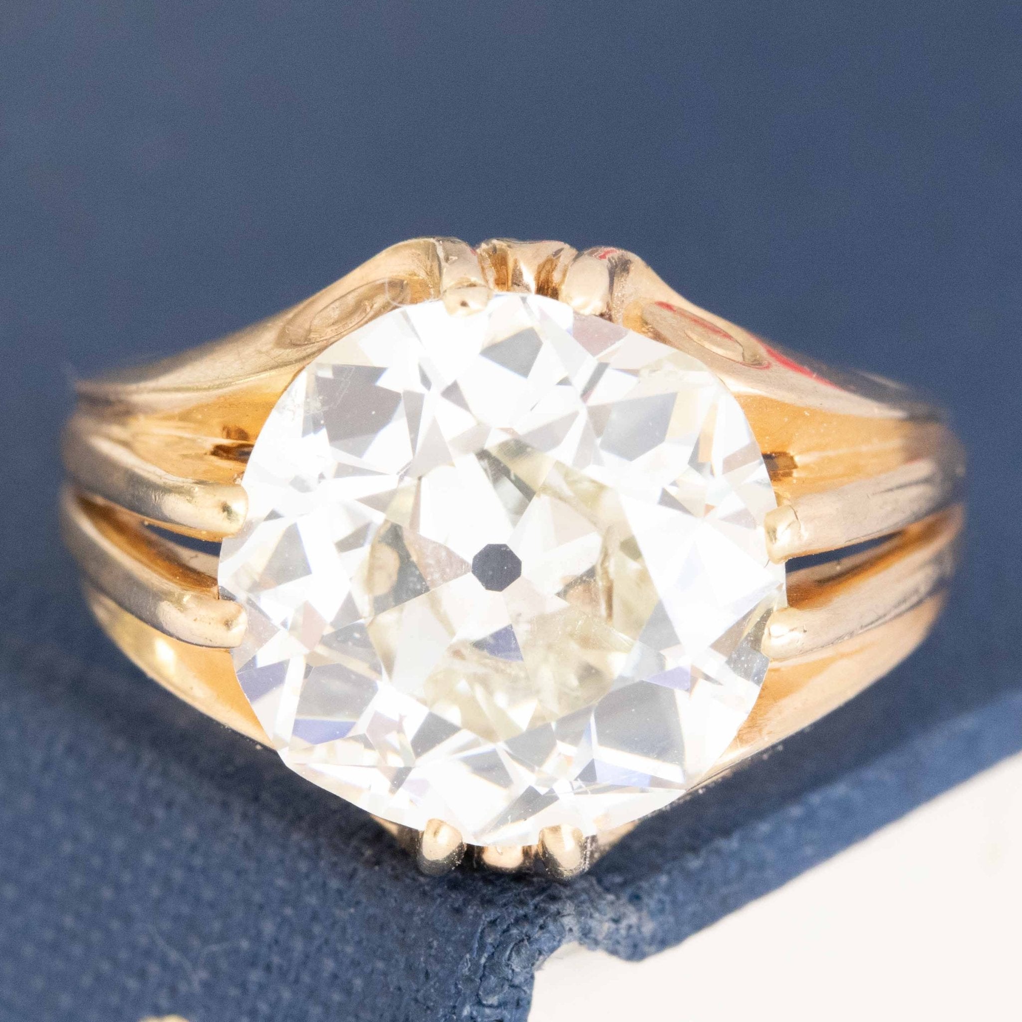 5.51ct Antique "Monture Cartier" Old Mine Cut Diamond Solitaire, French